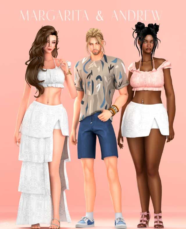 male and female sims dressed for summer