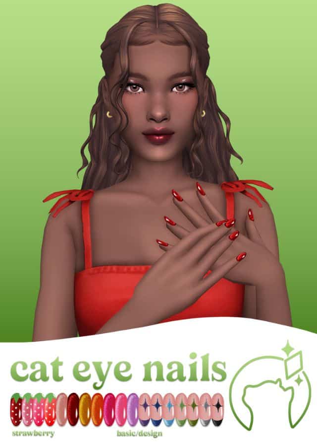 black female sim with shiny red nails