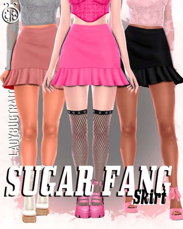 sims wearing flared mini skirts with ruffled hems