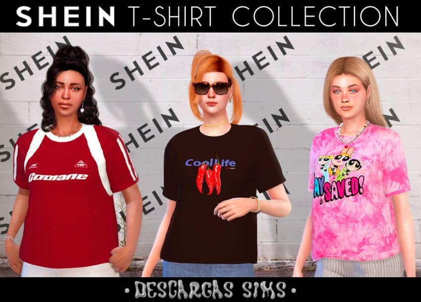 sims wearing Shein-inspired t-shirts