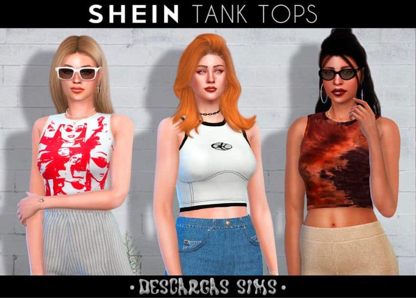 sims wearing Shein-inspired tank tops