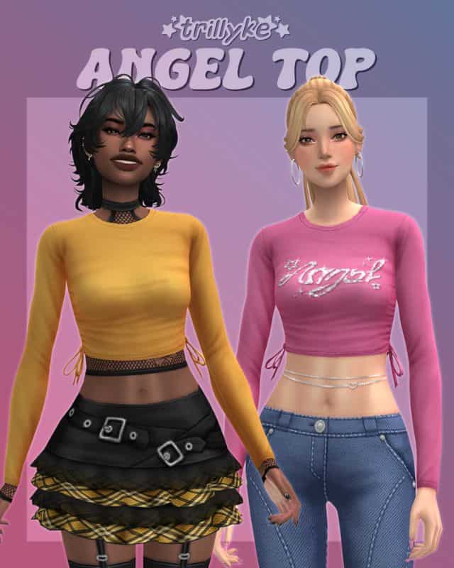 female sims wearing casual long sleeve crop tops