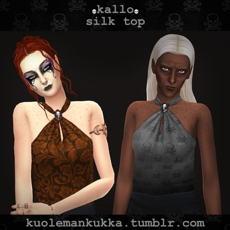 sims wearing silk halter tops