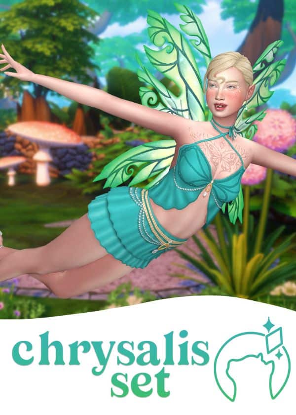 a flying fairy wearing a turquoise top and skirt
