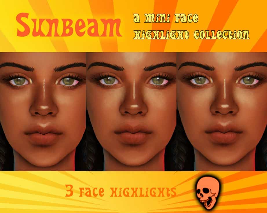 female sims with makeup highlights on their faces