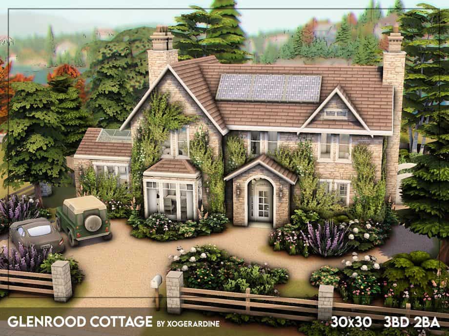chic cottage house with a lot of greenage outside