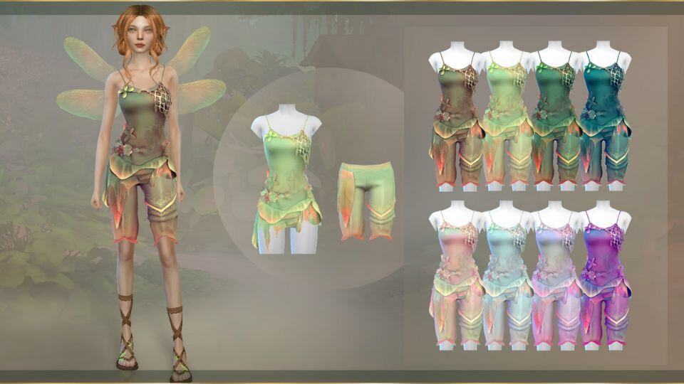 fairy sim wearing a top and capri pants