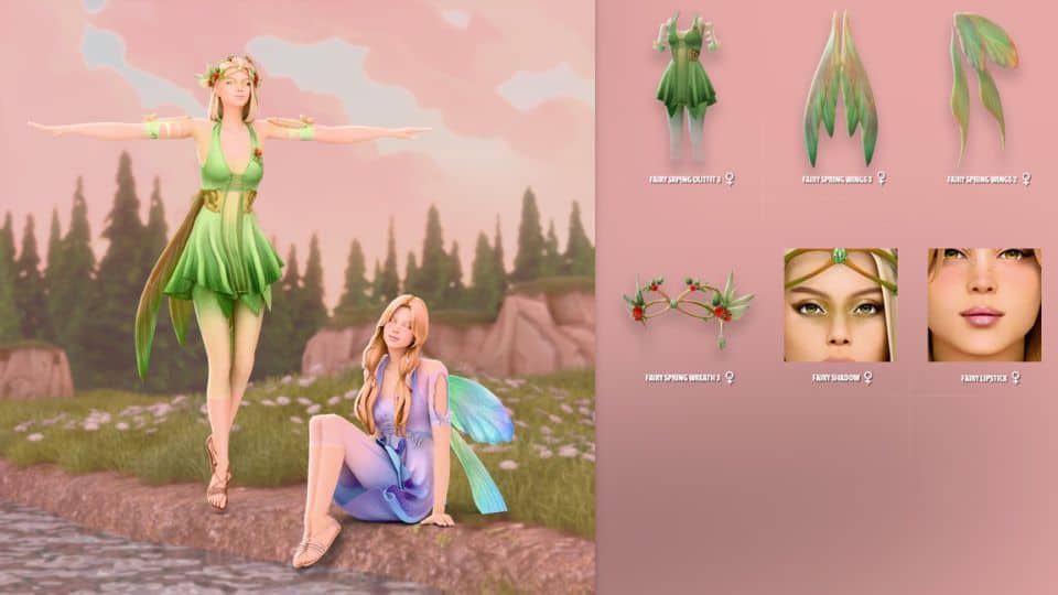 fairy sims in a field and mixed cc on the side