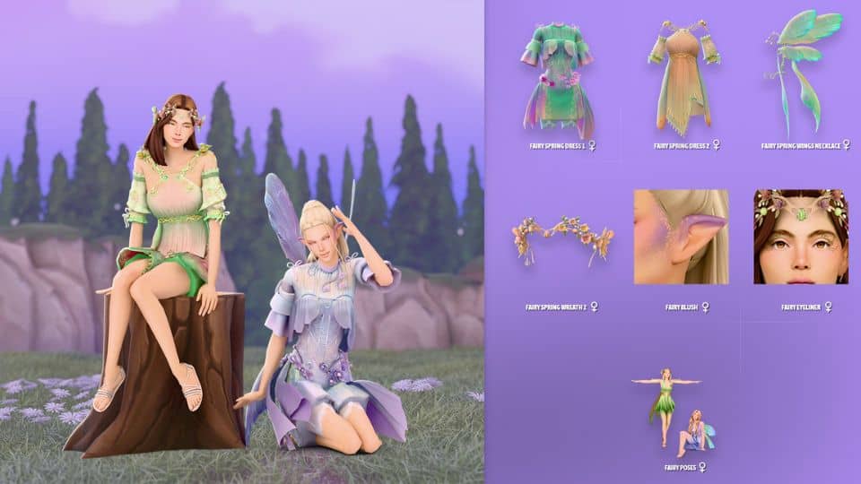 fairy sims in a field with mixed cc on the side