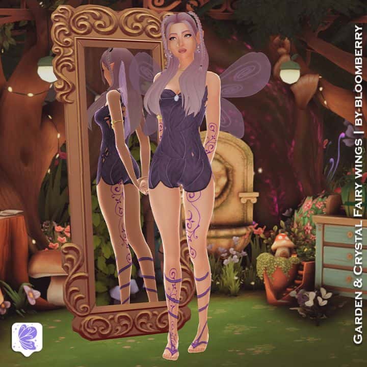 female fairy standing in front of a mirror
