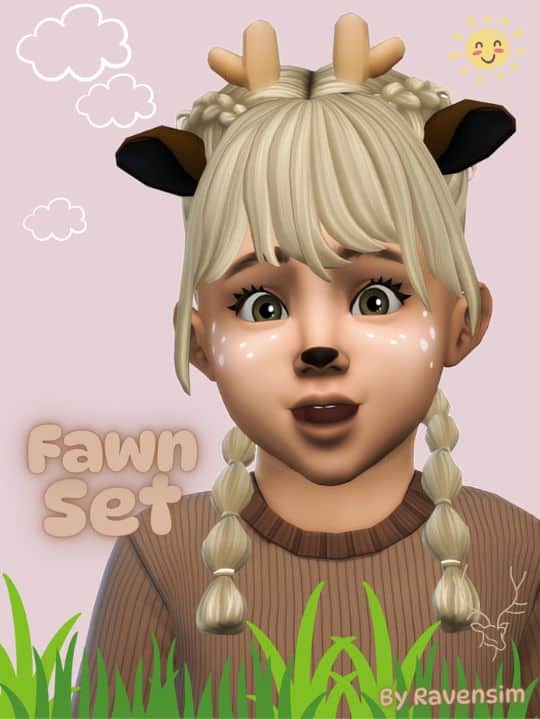 toddler faux with blond hair, ears and horns
