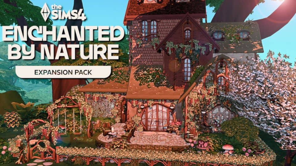 a homey fairy family house set among the trees