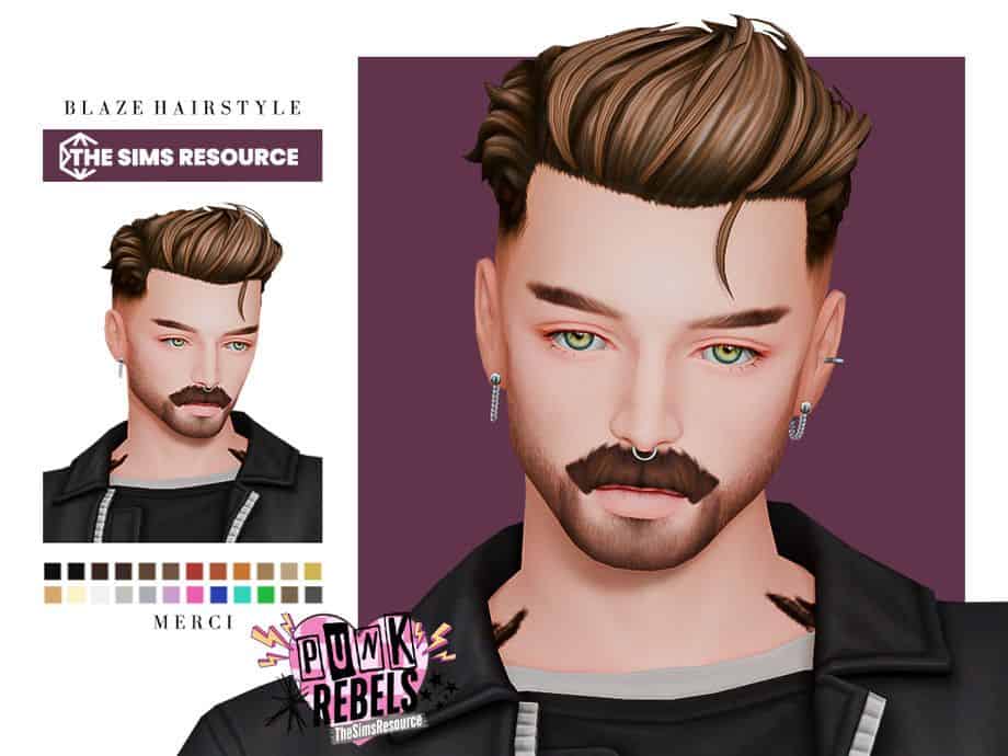 male sim with a short combed back hairstyle
