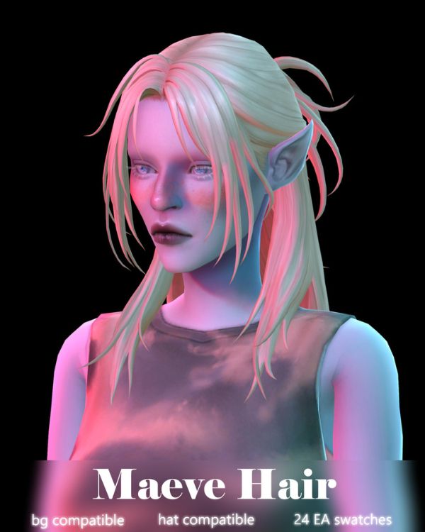 elf sim with straight blond hair in a half updo hairstyle