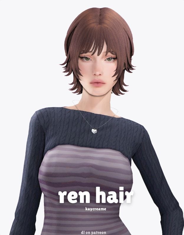 female sim with short layered hair