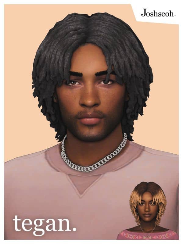 black male and female sim with short layered locs
