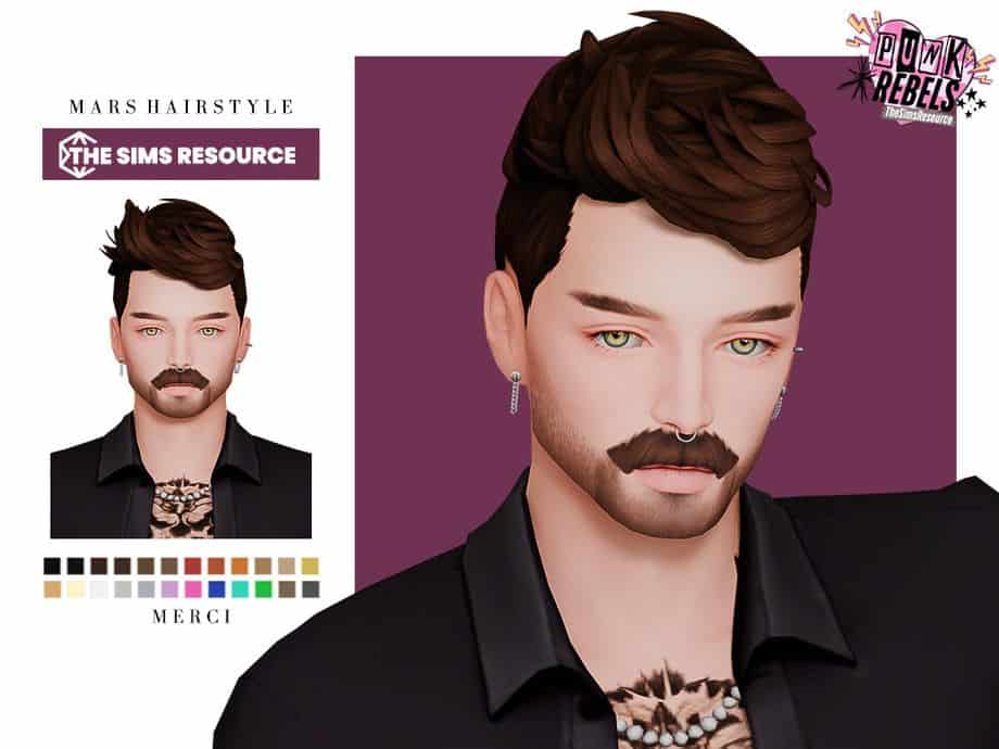 male sim with a short hairstyle combed to the side