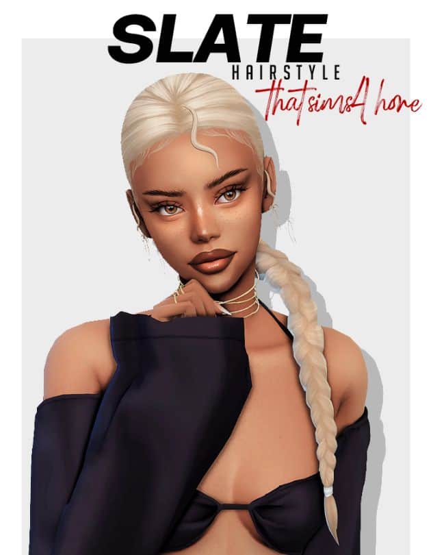 blond female sim with a long braid
