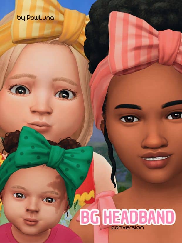 a sim child, toddler and infant wearing colorful headbands