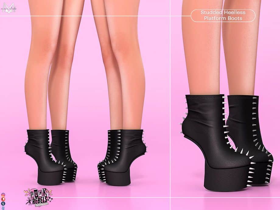 studded heelless platform boots