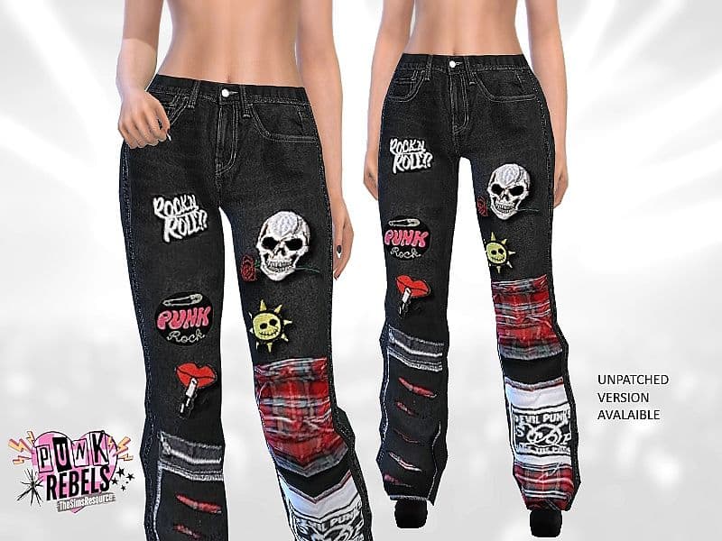 black patched jeans