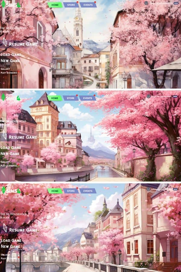 three European pink town Sims 4 Main Menu Overrides