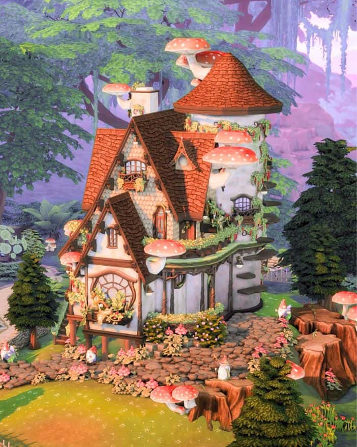 a mushroom fairy cottage house