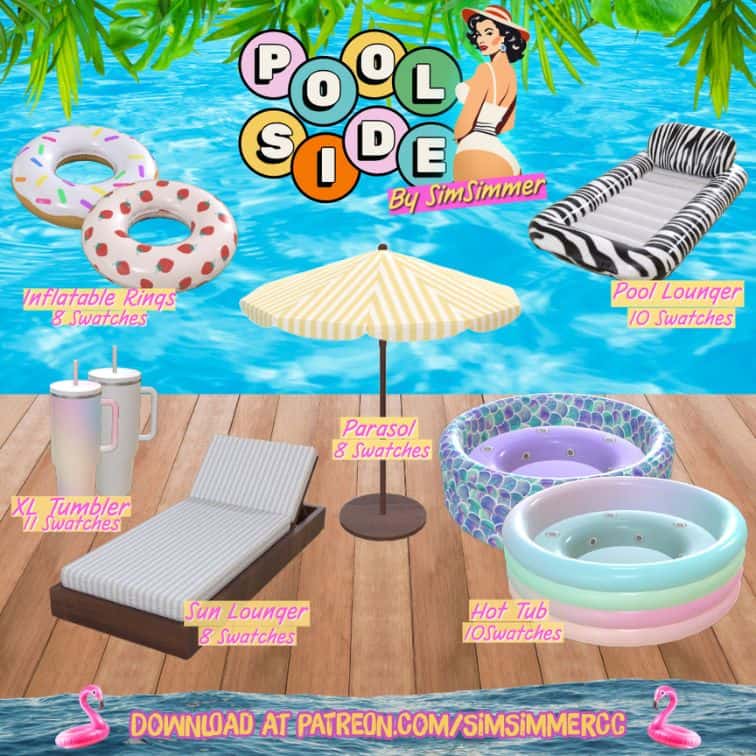collection of pool side items