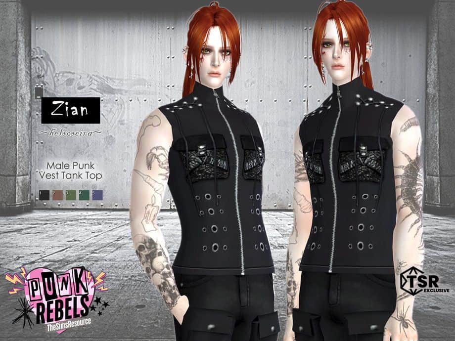 sim wearing a sleeveless vest tank top