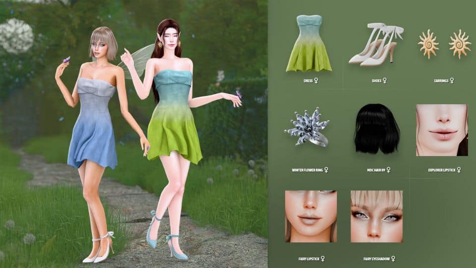 female fairies in dresses and cc items on the side