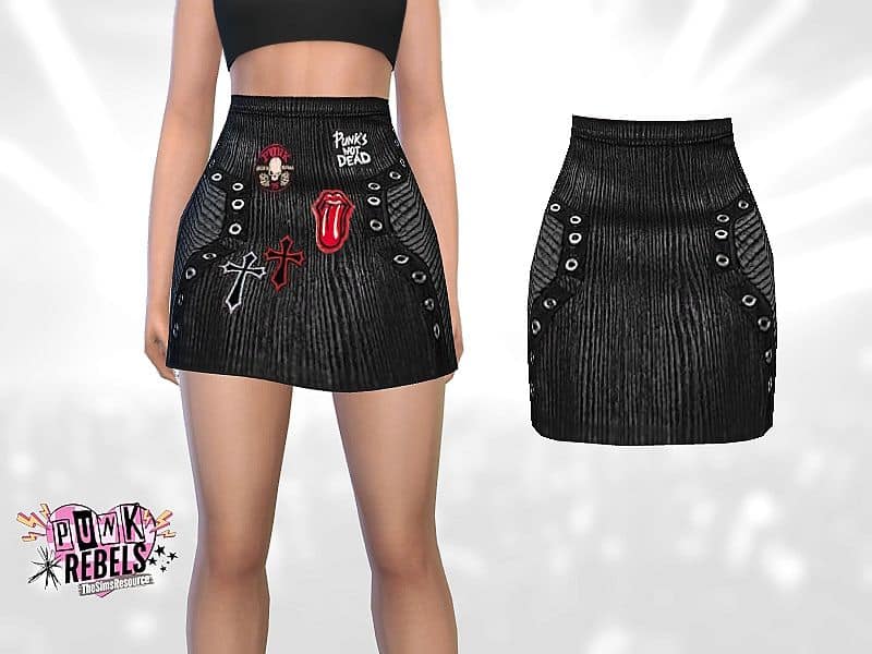 punk mini skirt with patch art