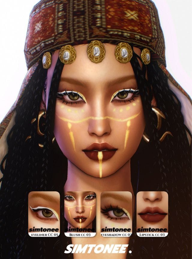 female sims with golden makeup