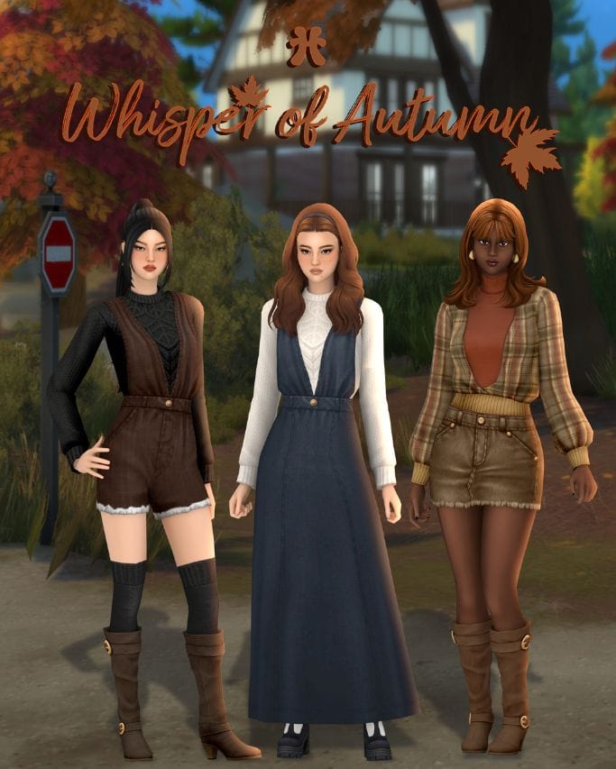 female sims dressed for the start of autumn