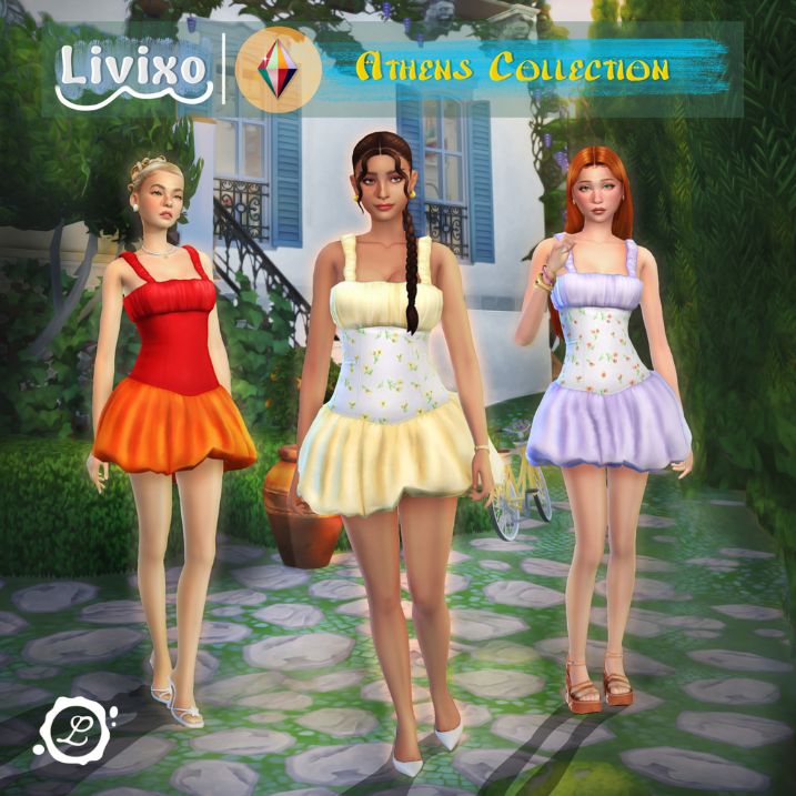 female sims wearing cute summer outfits