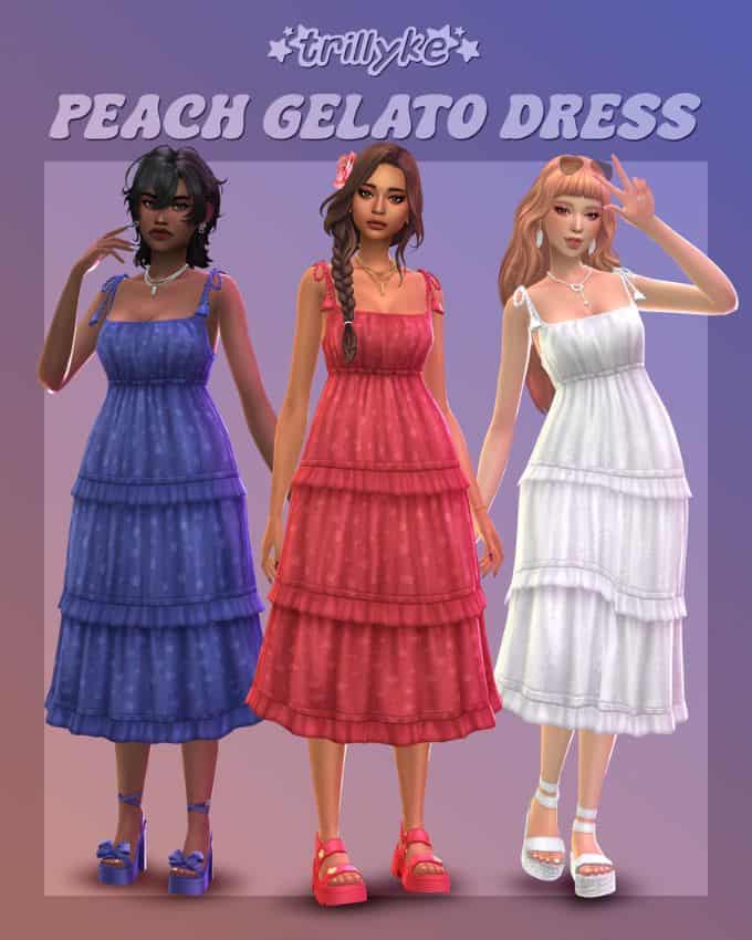female sims wearing midi summer dresses