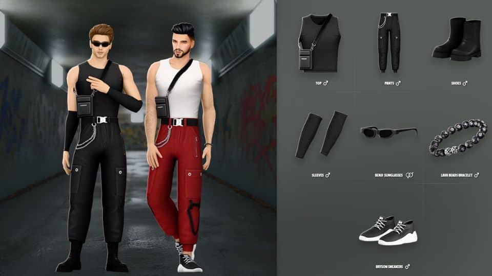 male sims wearing cargo pants and tank tops