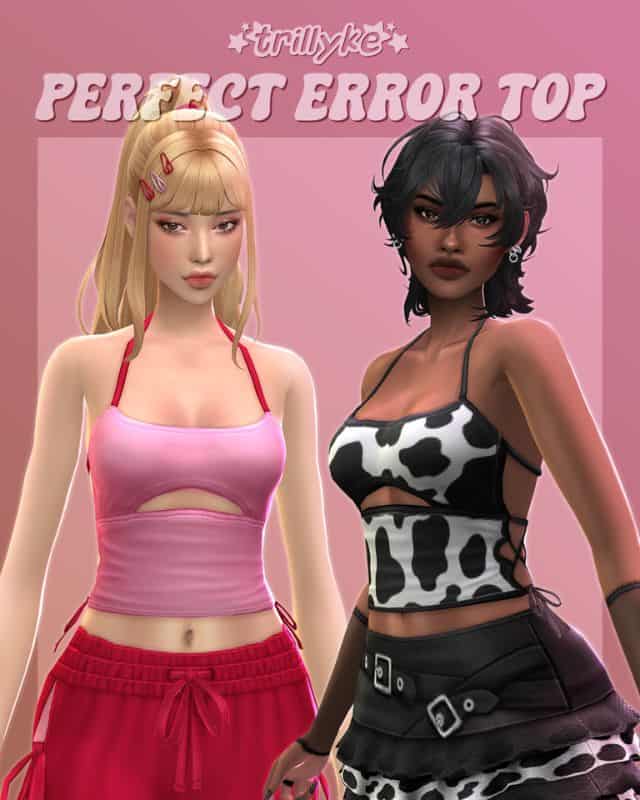 female sims wearing strappy crop tops