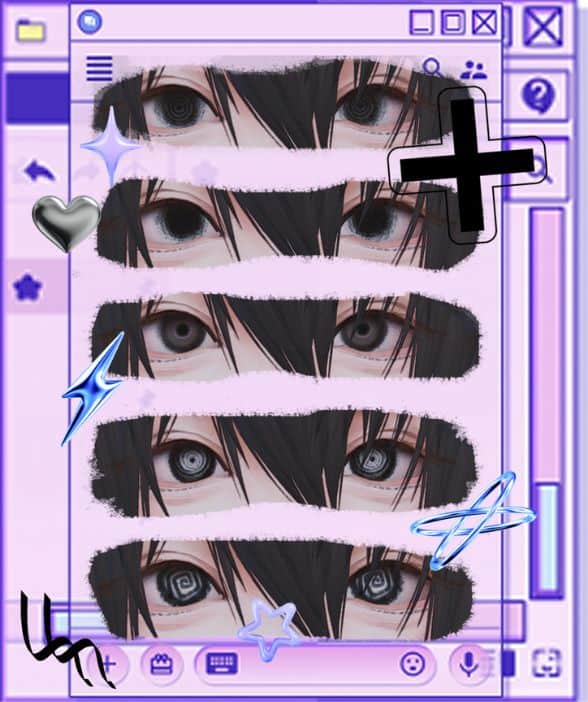 close up of five creepy eyes