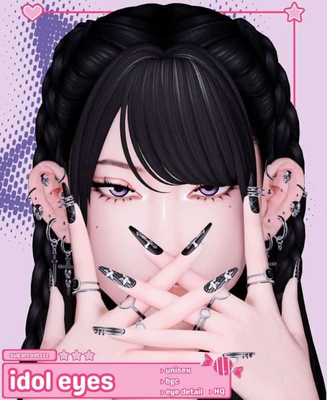 female sim with light violet eyes
