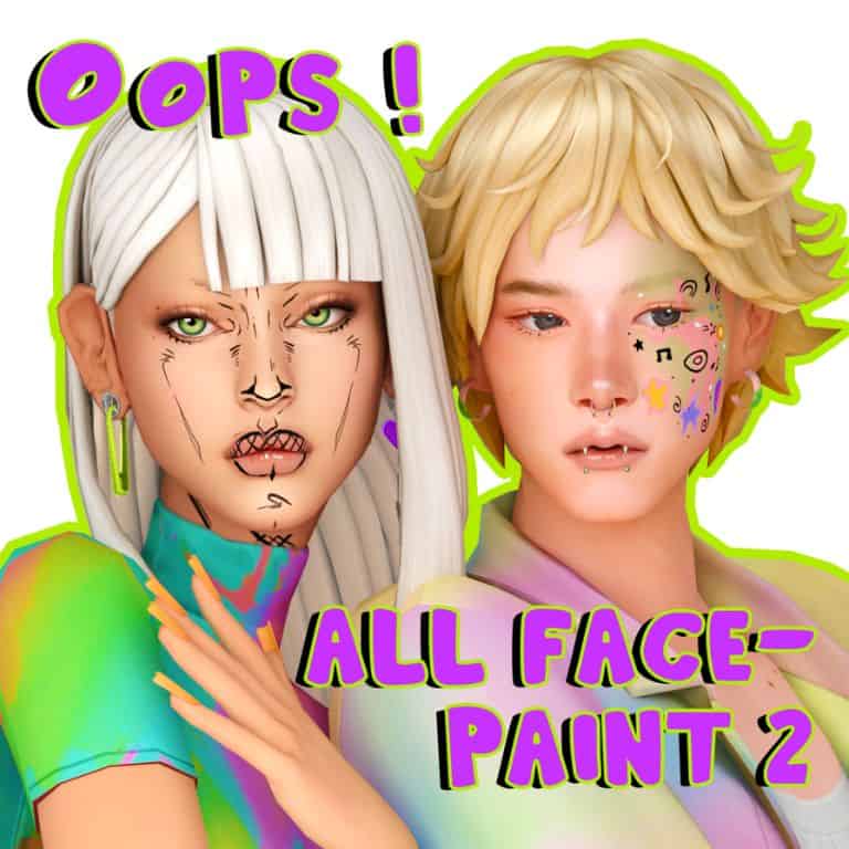 two female sims with mixed face paint