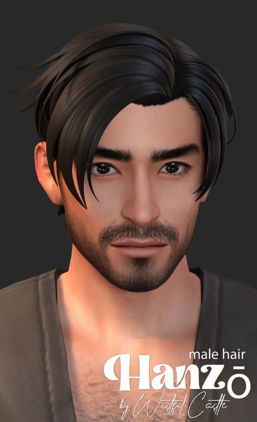 male sim with a short, side part hairstyle