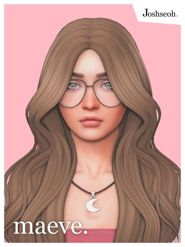 female sim with long wavy hair