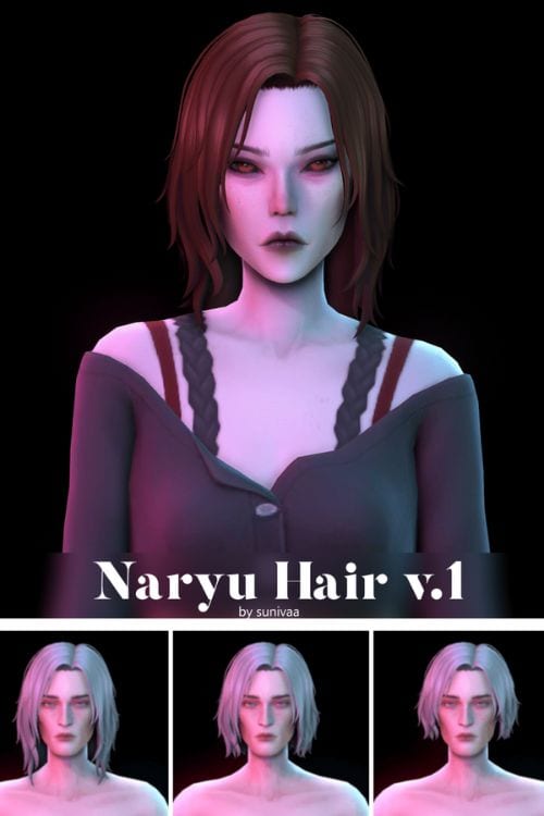 sims with a hairstyle in 3 different lengths