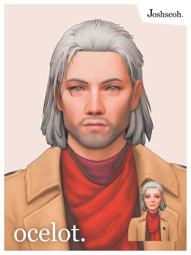 male sims with neck length white hair