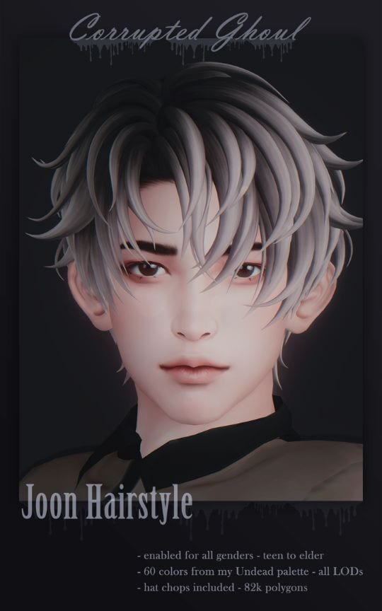 male sim with a short hairstyle with a lot of flowy strands