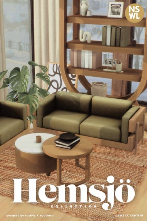 a chic living room with a loveseat, coffee table and books