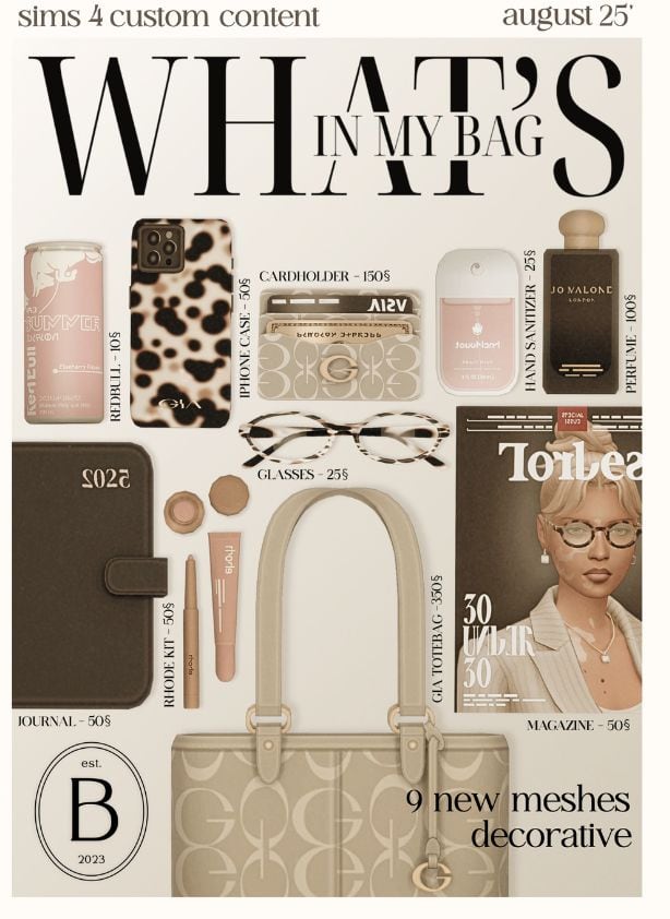 collage of clutter pieces typically found inside a purse