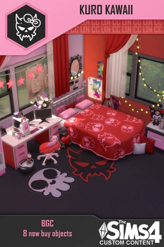 a Kuromi inspired bedroom