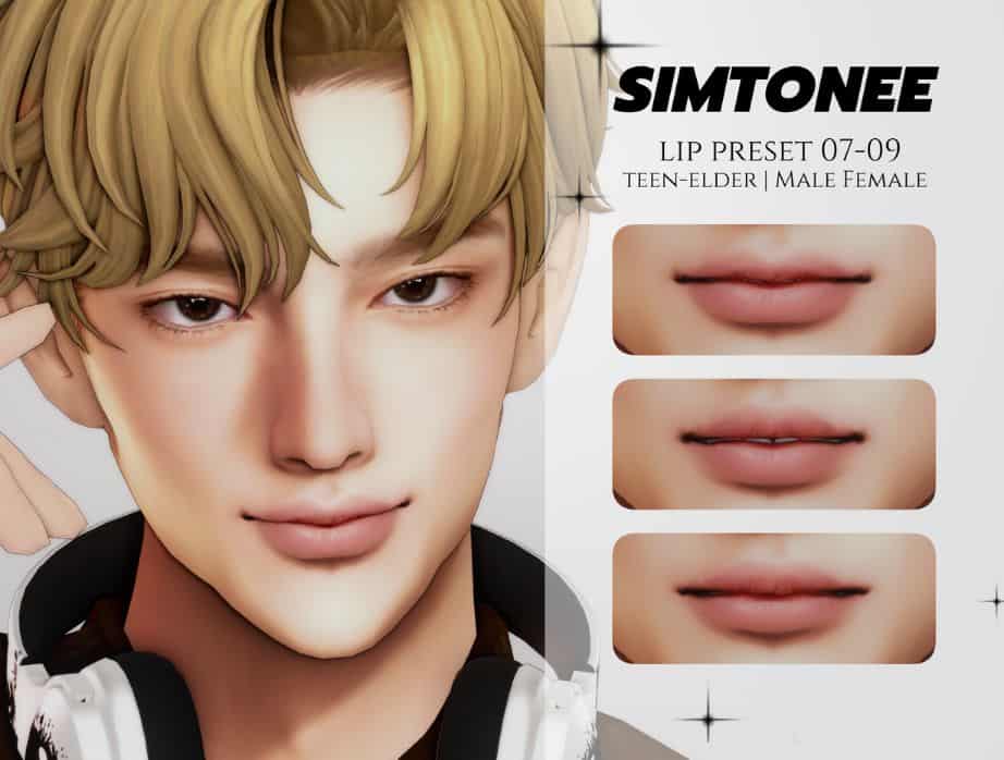 male sim with a lush lip preset