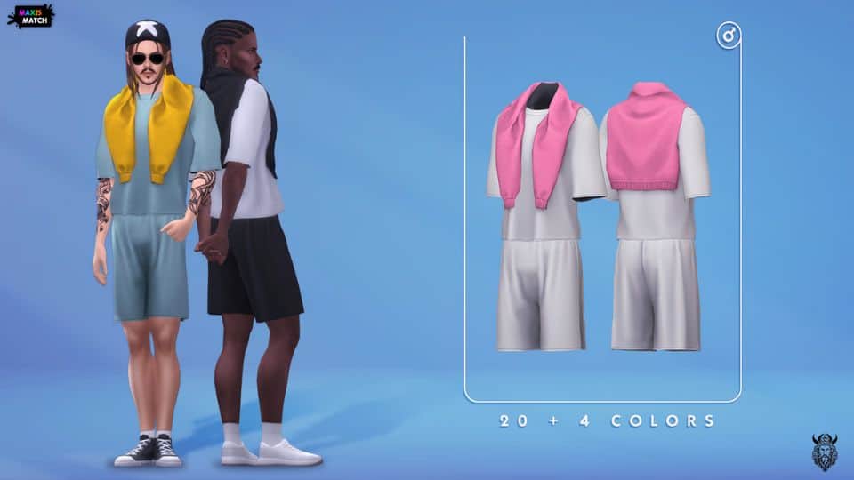male sims dressed in sporty, casual clothes